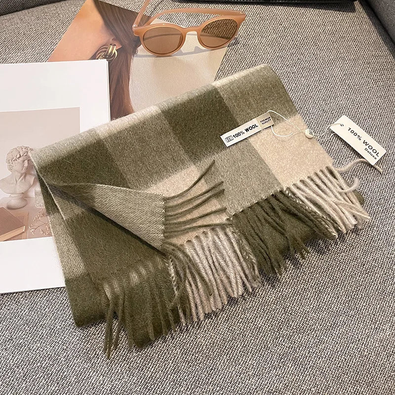 CowLost | australian-wool-winter-plaid-cashmere-scarf |31