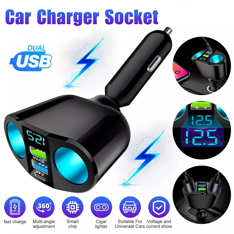 CowLost | product_id-120w-qc3-0-dual-usb-car-charger-fast-charging-adapter-12v-24v |8