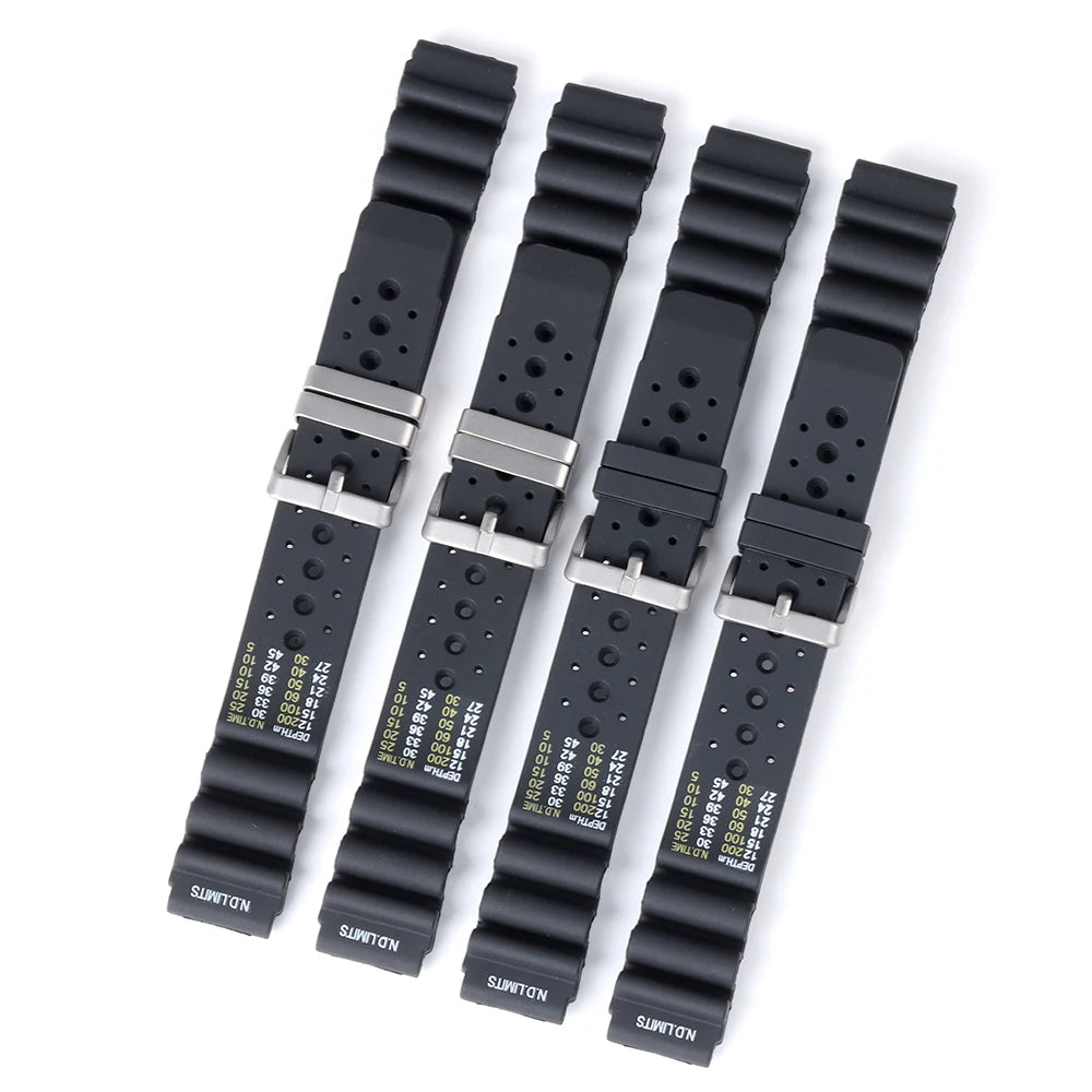ND Limits Waterproof Rubber Watch Strap 20/22/24mm for Rolex & Seiko