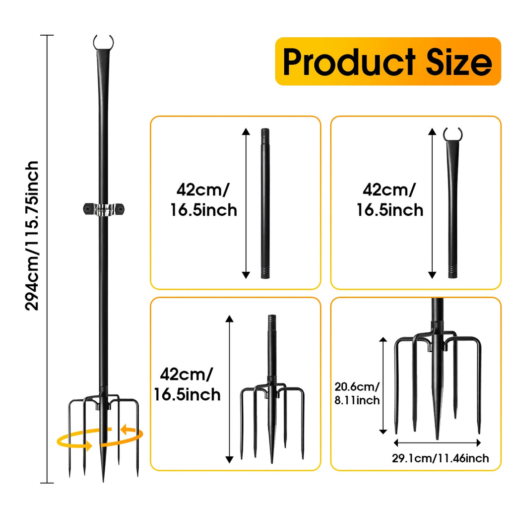 6/4/2 PCS Adjustable Metal String Light Poles with Forks for Outdoor Rustproof Use