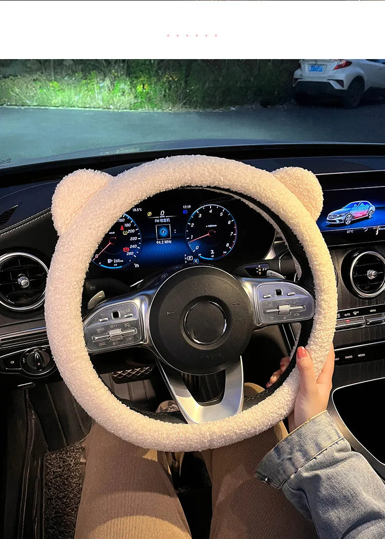 CowLost | winter-warm-soft-plush-cartoon-bear-ear-car-interior-accessories |22