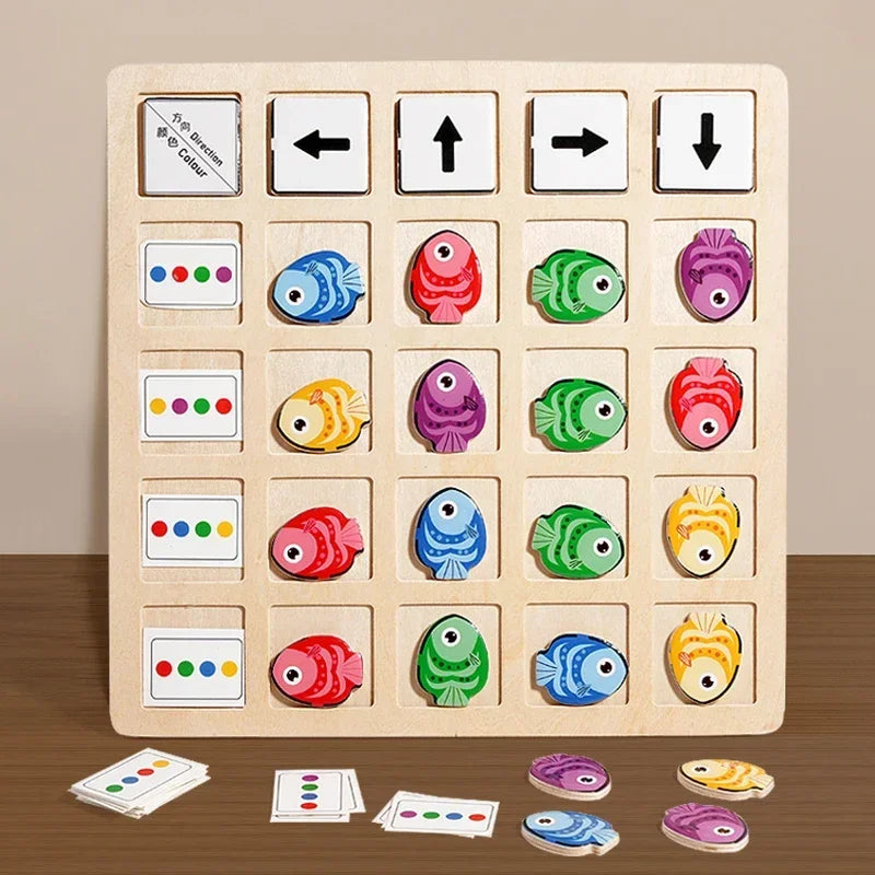 Wooden Montessori Educational Logic and Color Cognition Board Game for Children