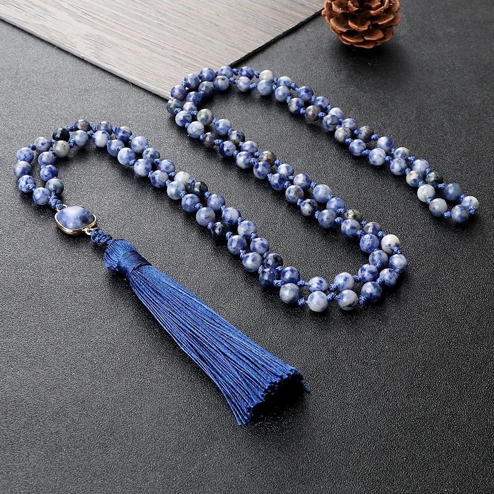 CowLost | handbags-white-dot-blue-vein-sodalite-108-beaded-mala-necklace-natural-stone |7