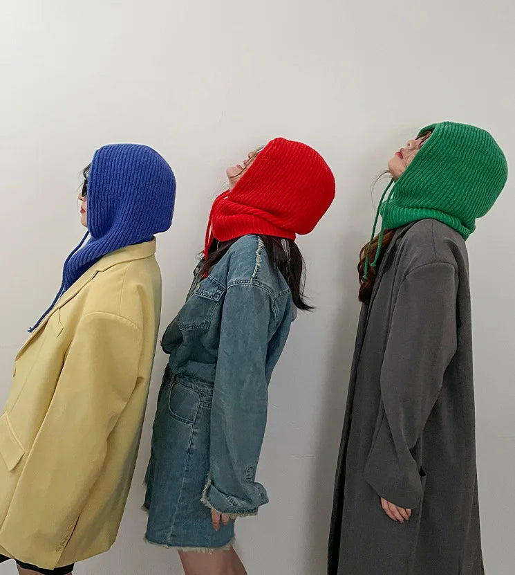 CowLost | winter-womens-hats-unisex-knitted-hooded-neck-collar-cap-beanie-for-men-women |12