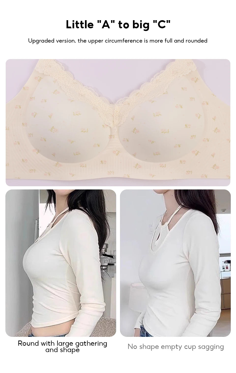 CowLost | product_id-fallsweet-wireless-push-up-floral-lace-bra-for-women |8