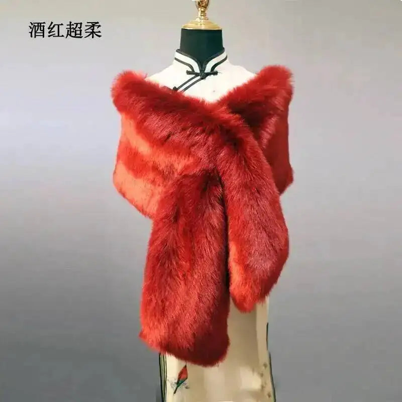 CowLost | 32-colors-165-30cm-women-luxury-warm-faux-fox-fur-shawl-winter-ladies-plush-scarf |60