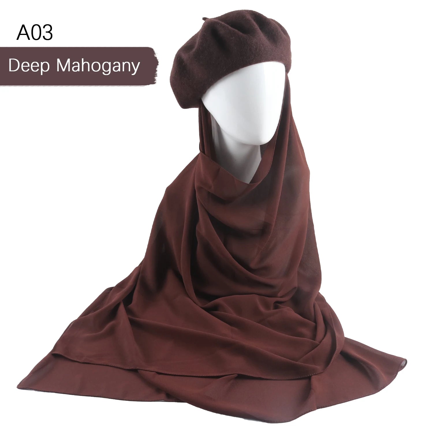 CowLost | musilm-women-french-style-beret-hats-with-chiffon-hijab |26