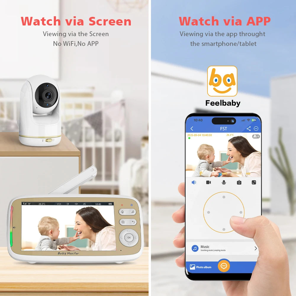 CowLost | 5-wireless-baby-monitor-3x-zoom-ptz-camera-feelbaby-app-and-full-color-ips-lcd-monitor-dual-control-security-camera-babysitter |8
