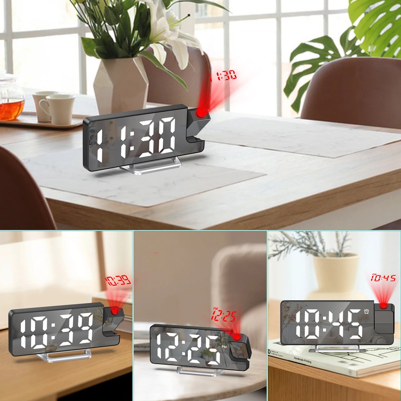 ORIA LED Projection Alarm Clock with Large 7.9" Screen, Date & Temperature Display