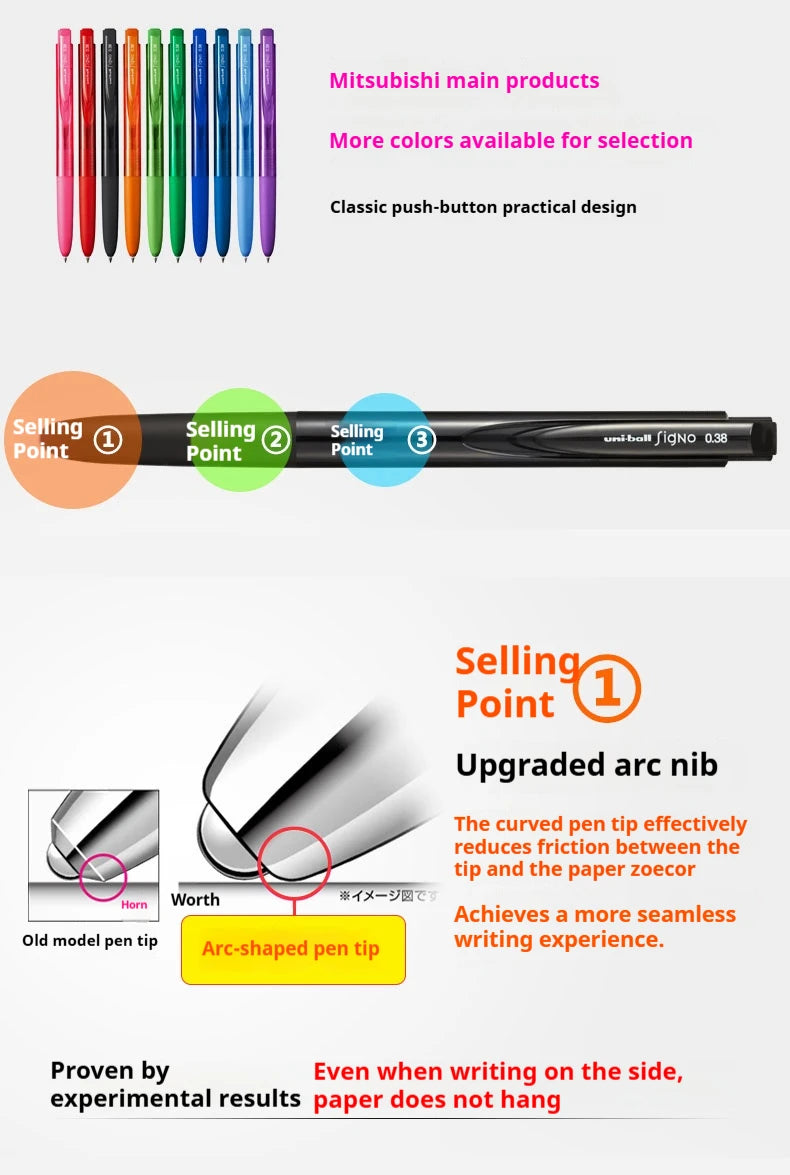 CowLost | product_id-mitsubishi-uni-signo-umn155-gel-pen-0-38-0-5mm-black-red-blue-quick-dry-smooth-low-friction |9