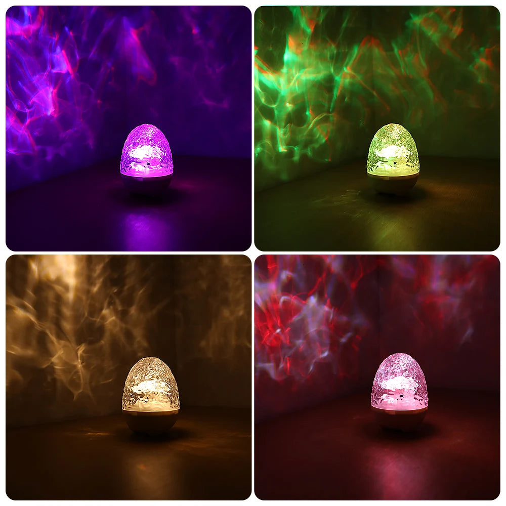 Aurora & Ocean Wave Projector Lamp with Remote, Music Speaker, RGB Effects, Rechargeable Night Light Gift