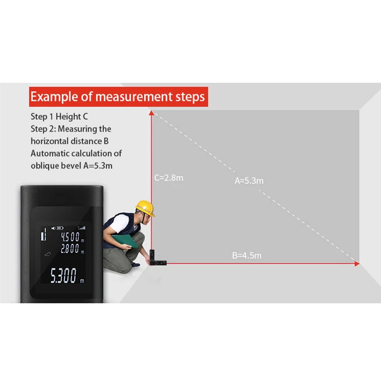 40M Rechargeable Handheld Infrared Laser Distance Meter Rangefinder for Decoration
