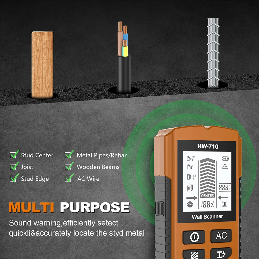 Multifunctional Handheld Wall Stud Finder Metal Detector with LCD for Home Use