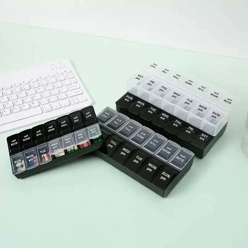 CowLost | product_id-7-day-portable-pill-organizer-with-14-compartments-medicine-storage-box |1