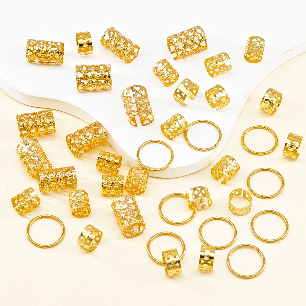CowLost | 40pcs-metal-dreadlock-beads-hair-cuffs-rings-multi-style-braids-accessories |3
