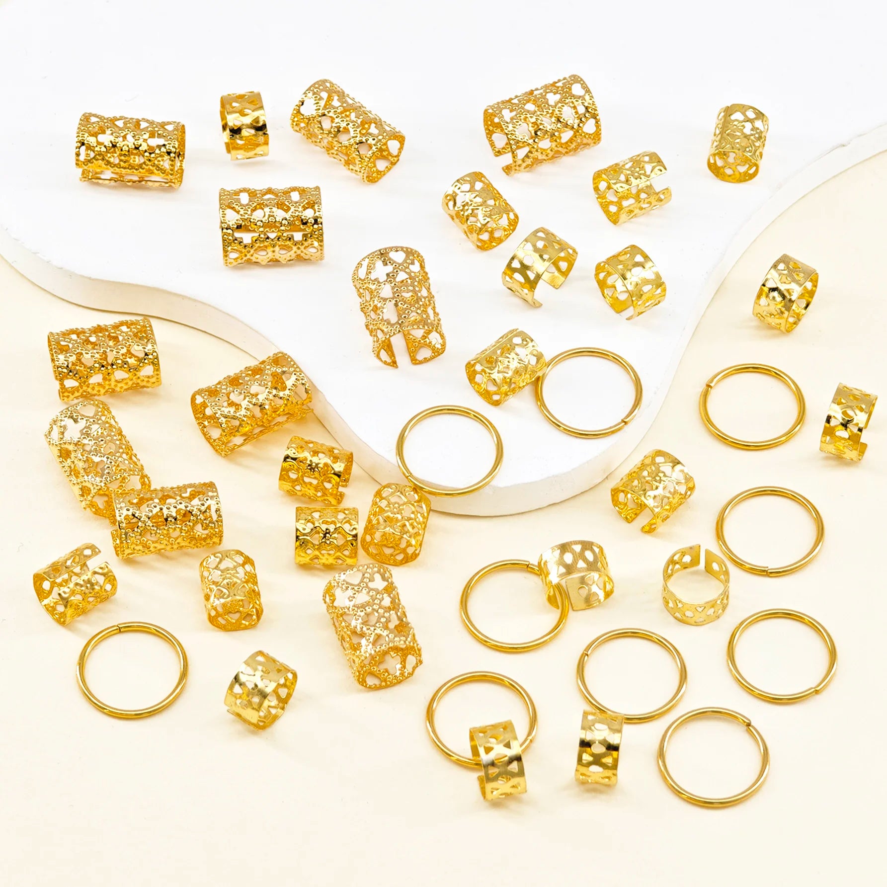 CowLost | 40pcs-metal-dreadlock-beads-hair-cuffs-rings-multi-style-braids-accessories |3