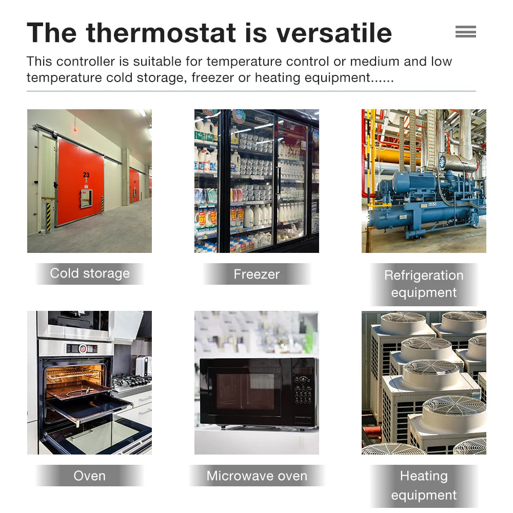 LCD Temperature Controller AC115/230V Thermostat Relay for Heating Cooling Incubator Freezer
