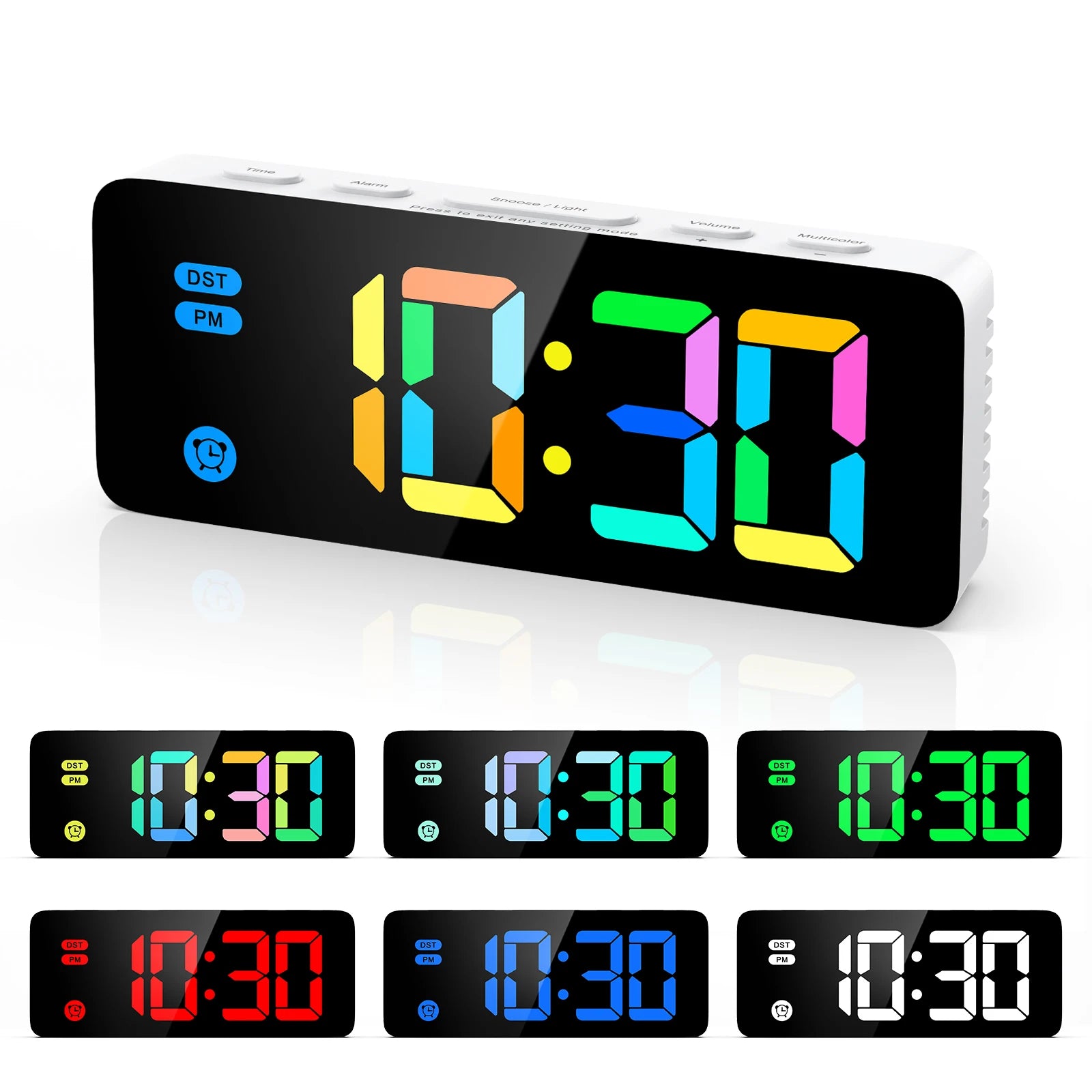 ORIA LED Digital RGB Alarm Clock with 12/24H Display for Bedroom Home Gift