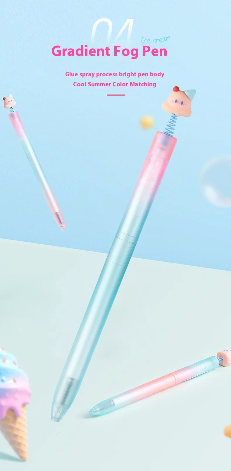 CowLost | product_id-4pcs-lopet-kwaii-cute-twist-gel-pens-color-changing-watermelon-vanilla-cream-quick-dry-black-ink-stationery-gift |26