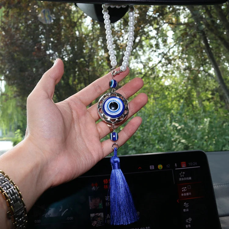 CowLost | product_id-blue-evil-eye-crystal-tassel-car-rearview-mirror-pendant-halloween-talisman-gift |9