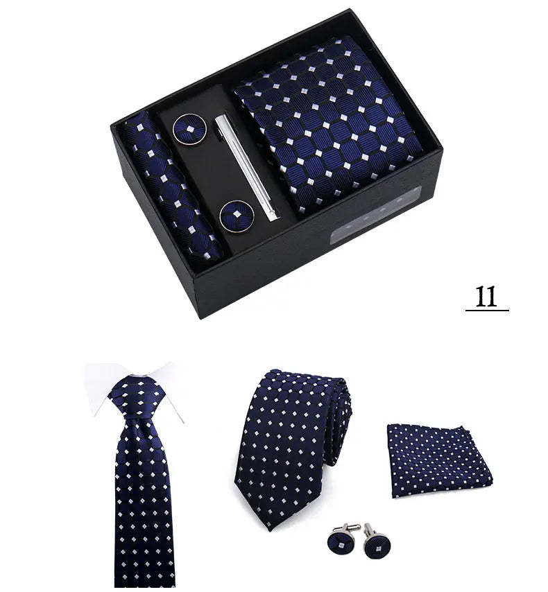 CowLost | tie-men-with-box-top-quality-business-ties-hanky-cufflink-set |21