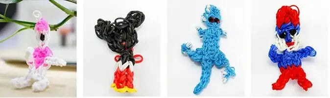 Colourful Rubber Loom Band Set Elastic Bracelet Weaving Toy with Charms