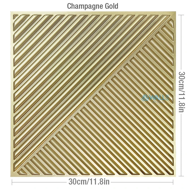 1 Pcs Super 3D Art Champagne Gold Wood grainWall Panel