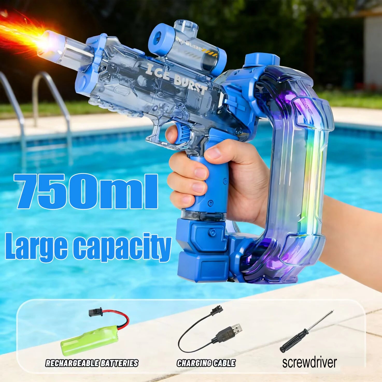 Ring-Shaped Electric Water Gun with Lights and Sound – Kids Summer Toy Gift