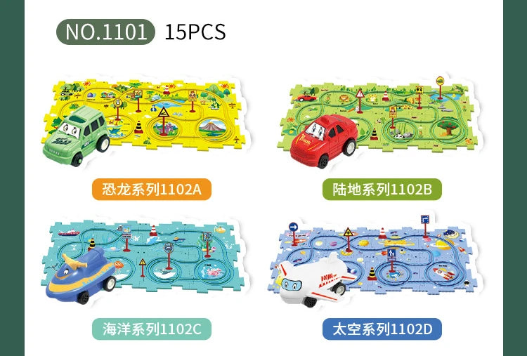 Children's Electric Railroad Speeder DIY Puzzle Car Educational Toy Gift