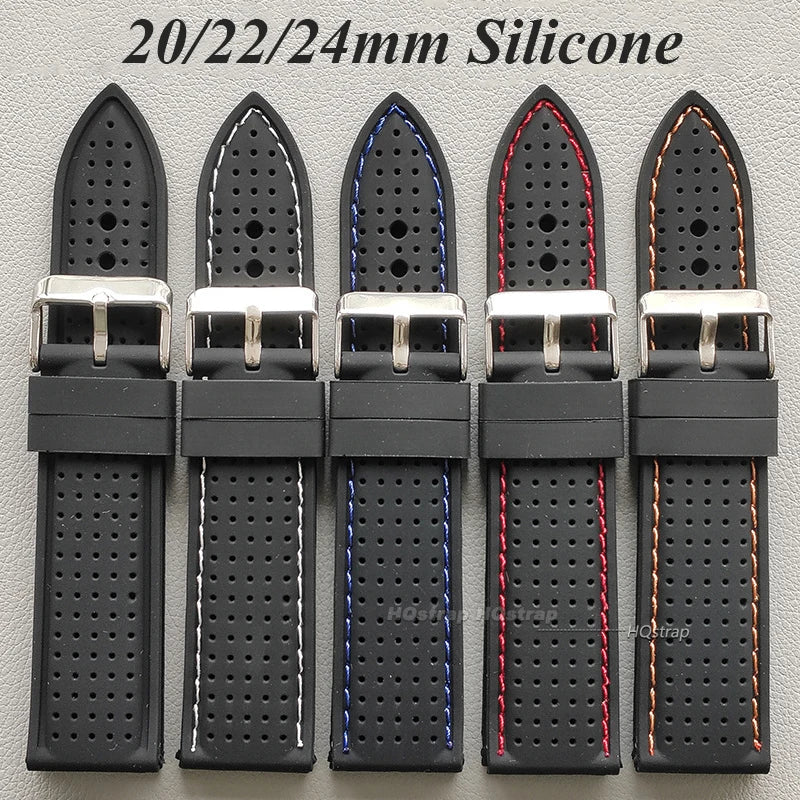 20mm 22mm 24mm Soft Silicone Waterproof Sport Watch Strap Replacement for Samsung Unisex