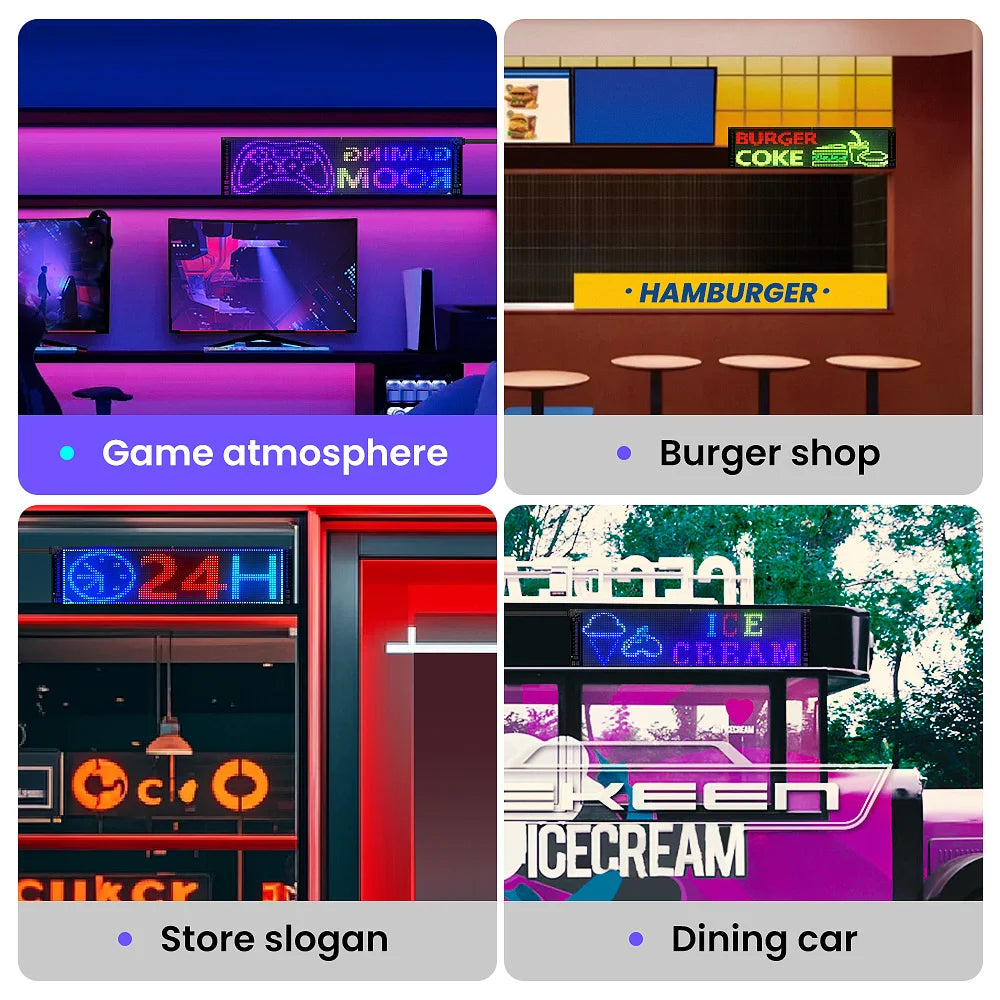 Double Layer RGB Flexible LED Display Panel with App Programmable Sign for Car, Shop, Hotel, Advertising