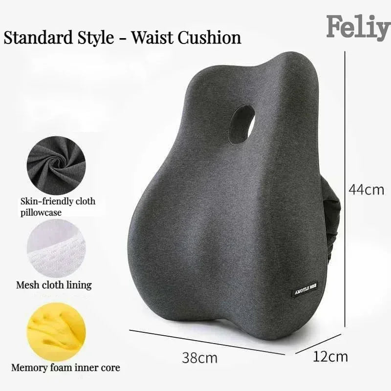 CowLost | memory-foam-office-chair-cushion-car-seat-support-waist-pillow-massage-lumbar-pain-relief-cushion-slow-rebound-orthopedic-pillow |24