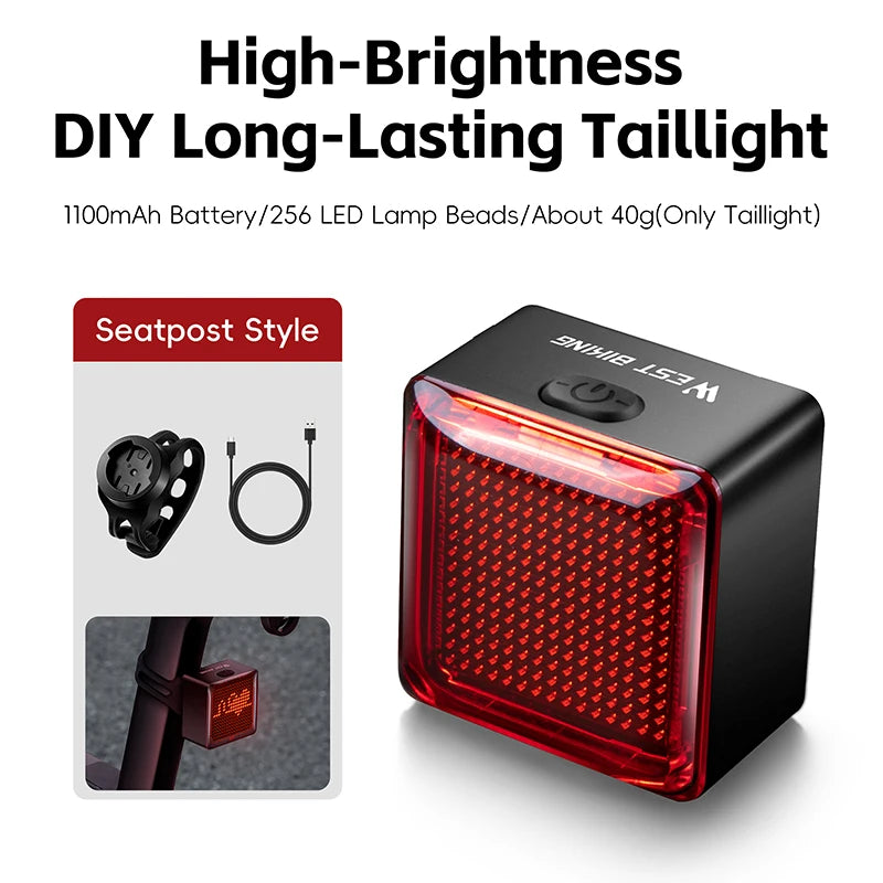 CowLost | sporting-goods-west-biking-diy-pixel-rear-bicycle-taillight-1100mah-long-battery-life |27