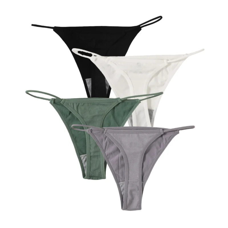 CowLost | product_id-4pcs-women-seamless-low-rise-solid-color-g-string-bikini-panties-t-back |18