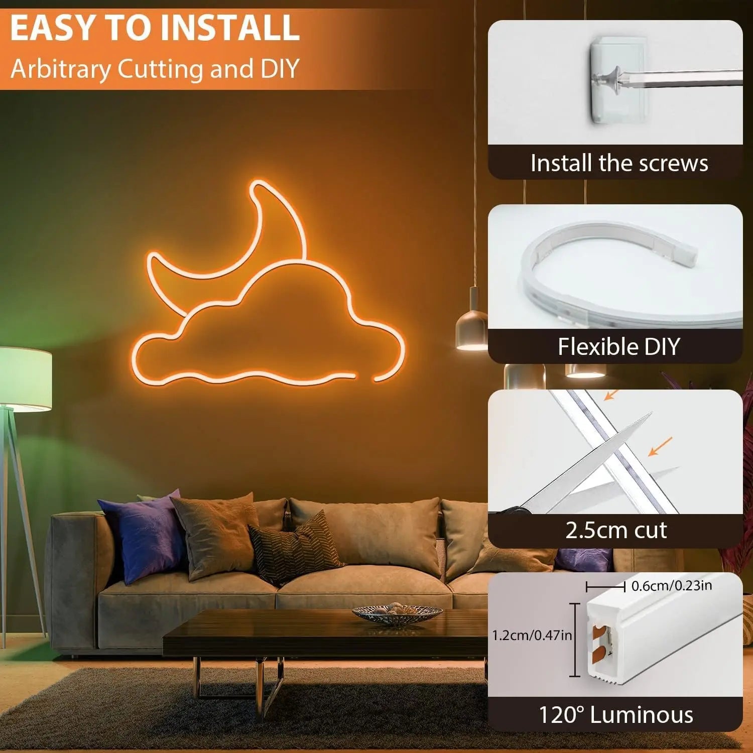 Mexllex 10m Neon LED Strip 120 LED/M IP65 Waterproof Outdoor Plug-In for Indoor & Party Decor