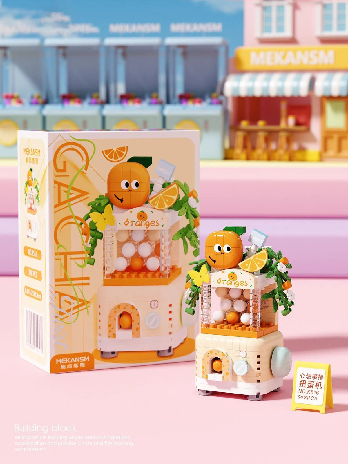 CowLost | product_id-6pcs-banana-peach-fruit-shop-gacha-house-building-blocks-kit-toy-gift |9