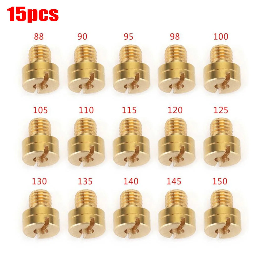 CowLost | 15pcs-carburetor-main-jet-m5-thread-for-mikuni-vm-tm-tmx-carburetor-injector-nozzle-size-25cc-250cc-engine-motorcycle-bike |1