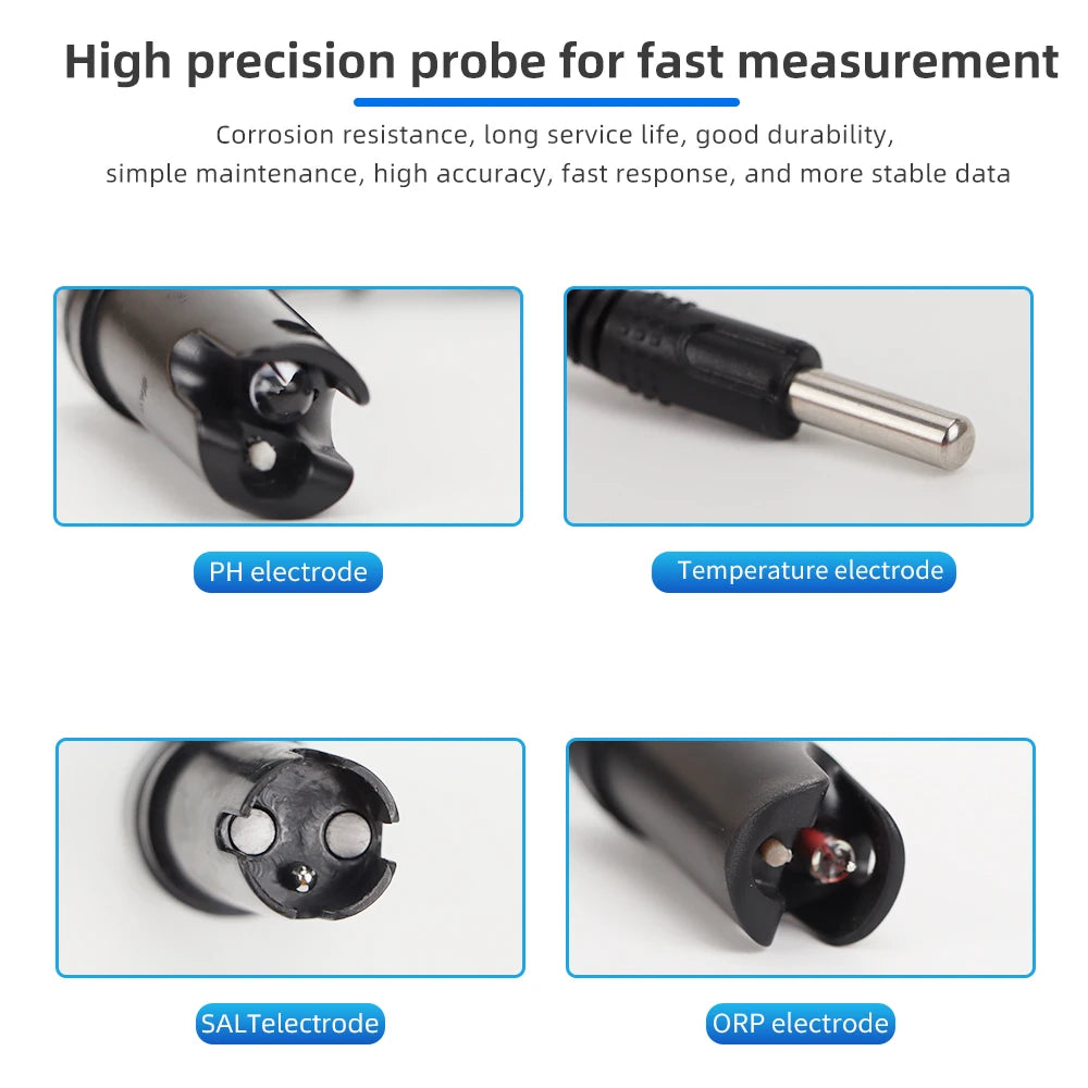 Tuya WiFi 8-in-1 Water Quality Tester pH/EC/TDS/Salt/S.G/ORP/CF/Temp Meter pH-W218 for Aquarium