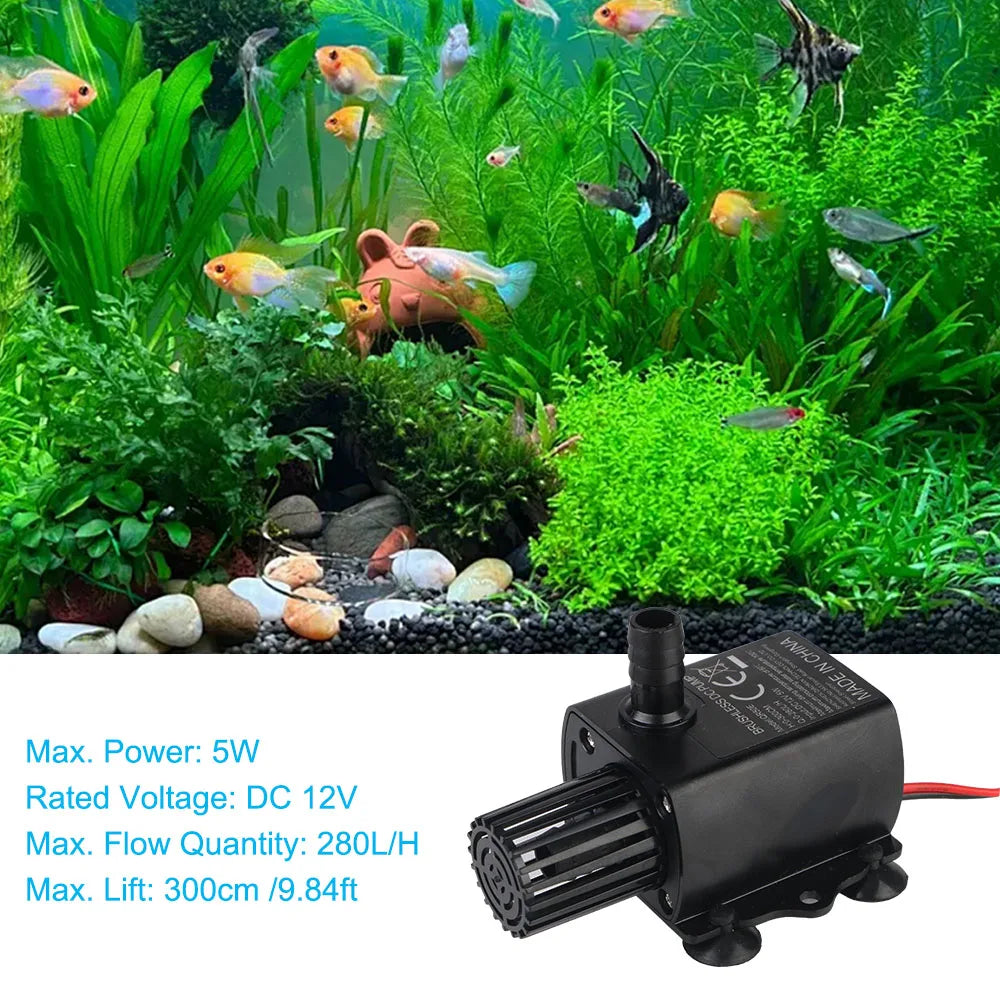 CowLost | product_id-dc12v-5w-ultra-quiet-brushless-submersible-water-pump-280l-h-300cm-lift-waterproof |3