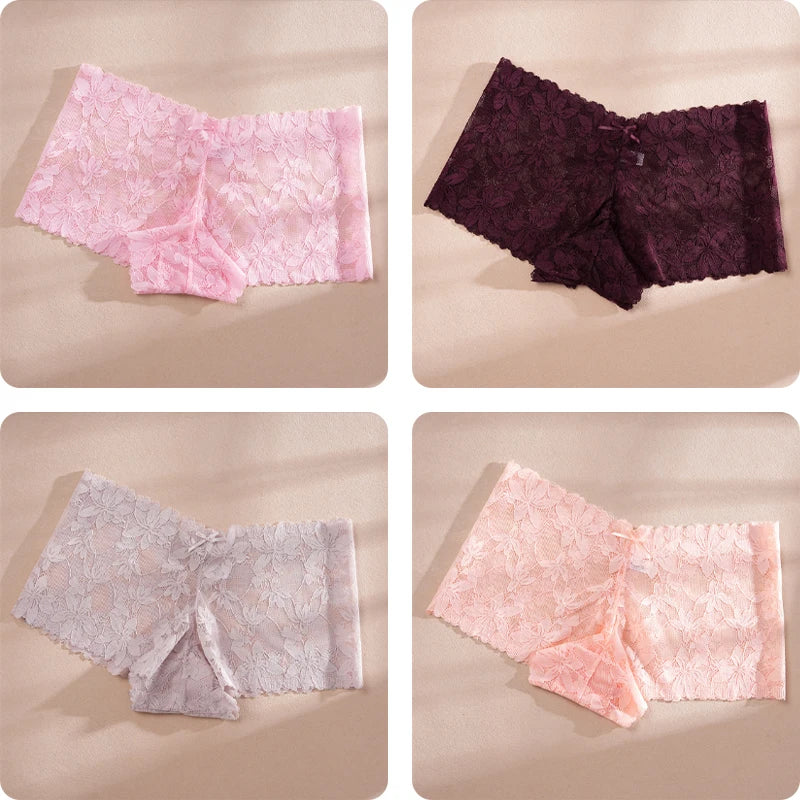 CowLost | activewear-pants-4pcs-womens-low-waist-lace-boyshorts-underwear |18