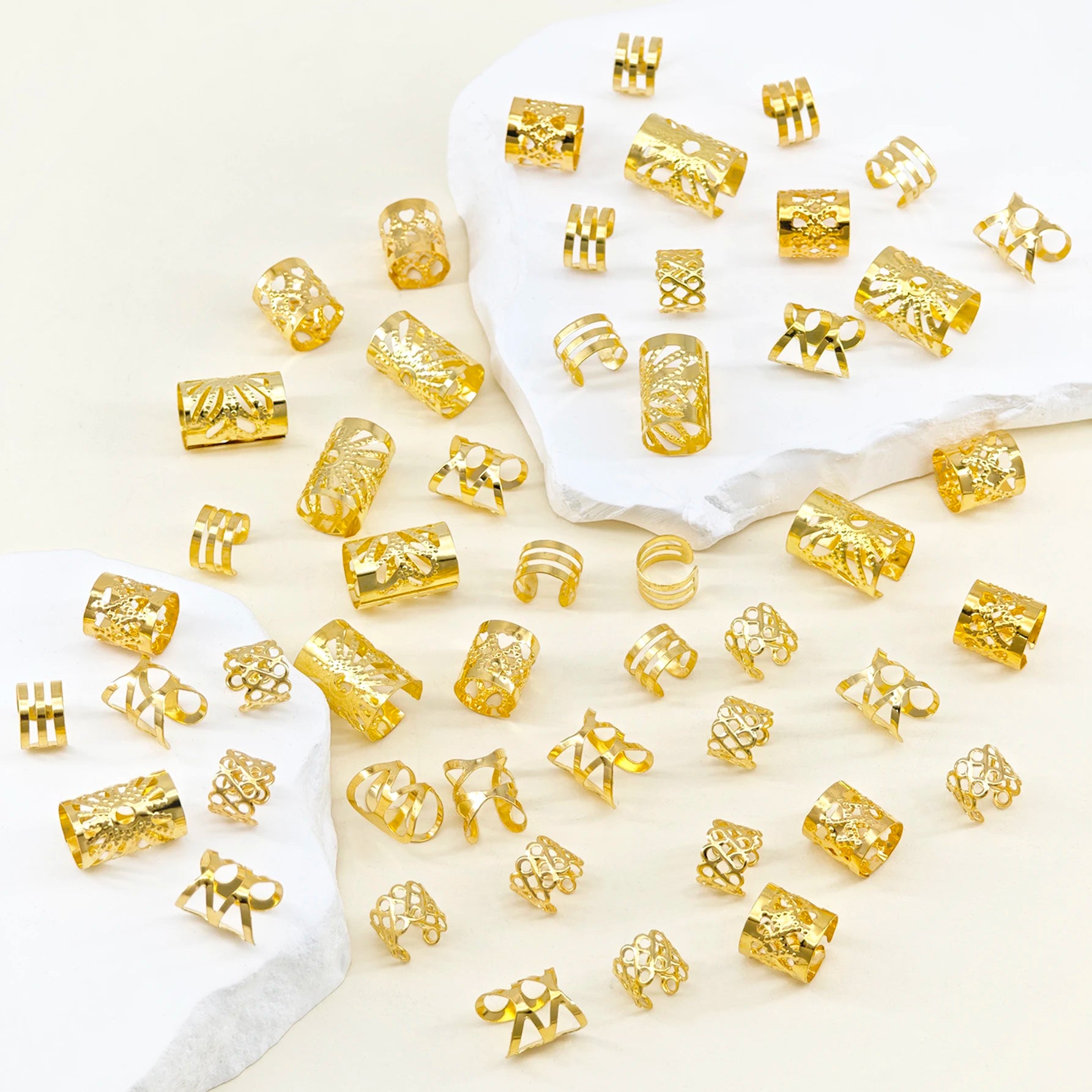 CowLost | 50pcs-vintage-bohemian-style-alloy-hair-rings-set |4