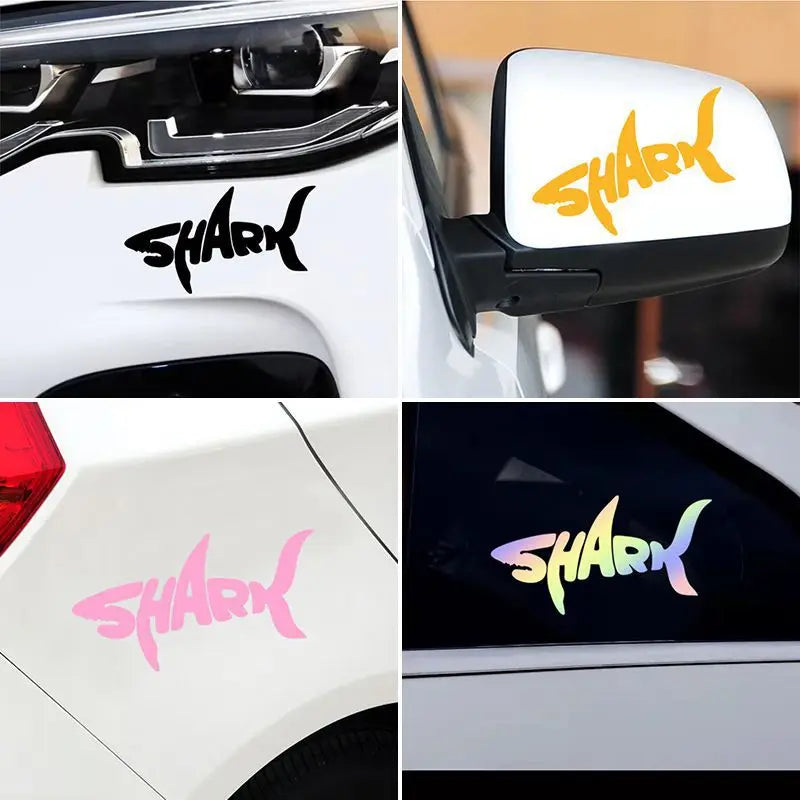 CowLost | product_id-shark-reflective-english-word-pvc-sticker-for-helmet-motorcycle-car-decal |2