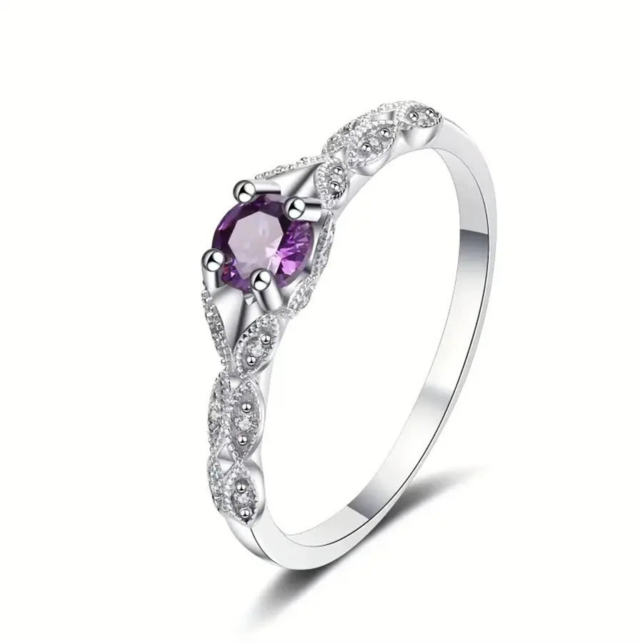 Autumn Winter Light Luxury Amethyst Zirconia Women's Fashion Ring