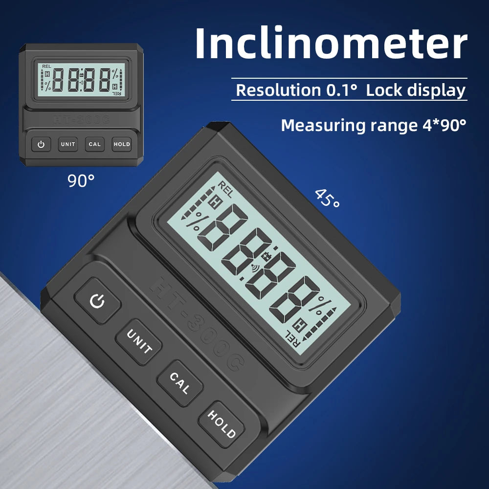 Mini Digital Protractor 90° Inclinometer LCD Angle Gauge with Magnet for Woodworking & Home Use