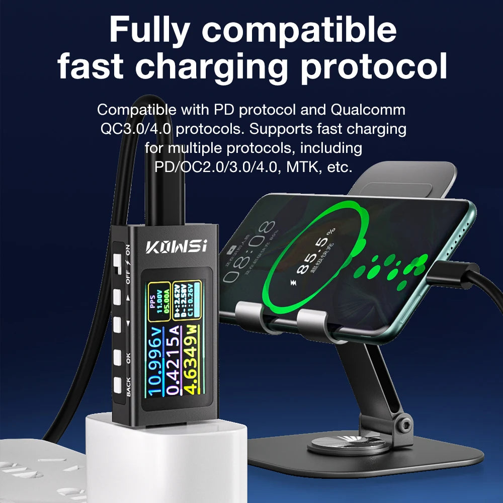 KWS-X1 Digital Type-C Voltmeter Ammeter 4V-30V 12A PD Power Current Voltage Monitor