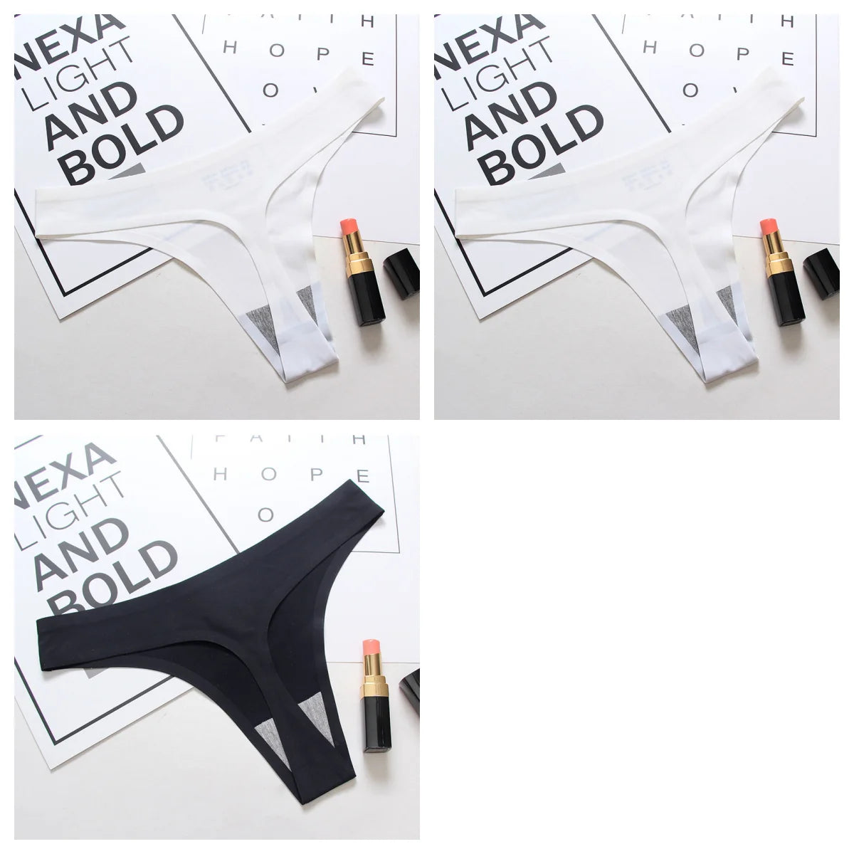 CowLost | product_id-3pcs-womens-low-rise-seamless-ice-silk-solid-color-g-string-thongs |16