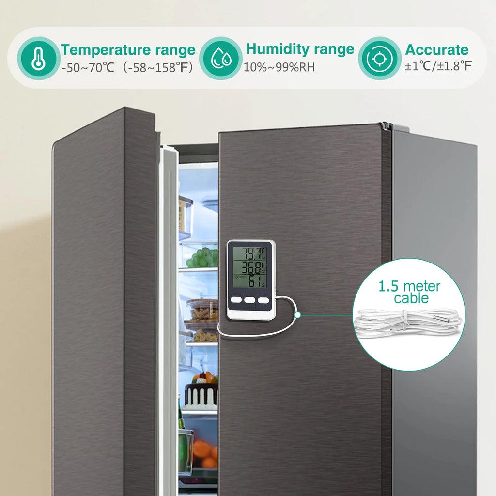 ORIA Digital Refrigerator Thermometer with Probe for Indoor, Outdoor, Aquarium, and Fish Tank Temperature Monitoring