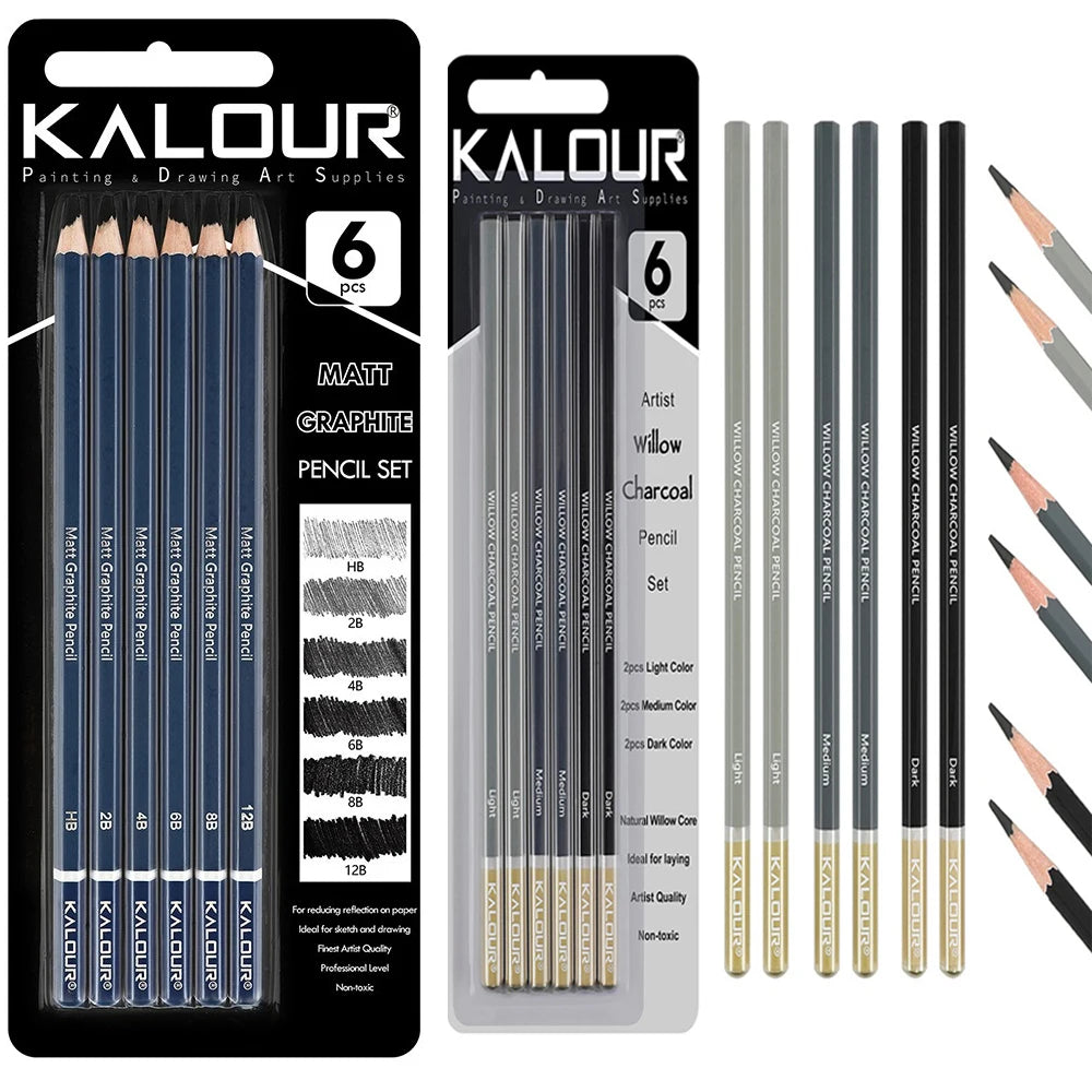 CowLost | product_id-6pcs-kalour-charcoal-willow-core-pencil-set-non-toxic-professional-art-supplies-for-drawing-painting-sketching |1