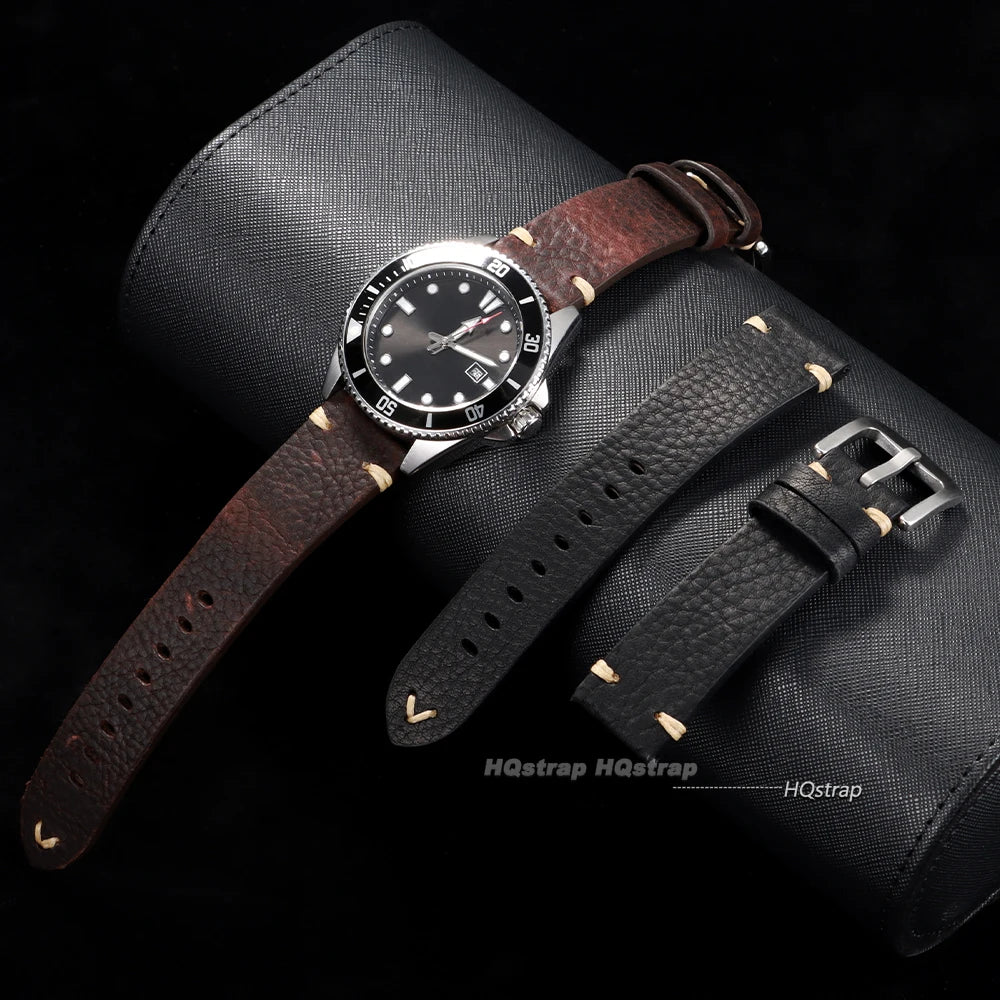 CowLost | product_id-handmade-vintage-cowhide-leather-watch-strap-18mm-20mm-22mm-black-brown-unisex-for-smartwatch |3