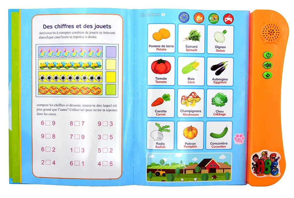 French English Bilingual Interactive Learning Books for Kids Kindergarten Teaching Aids Gift